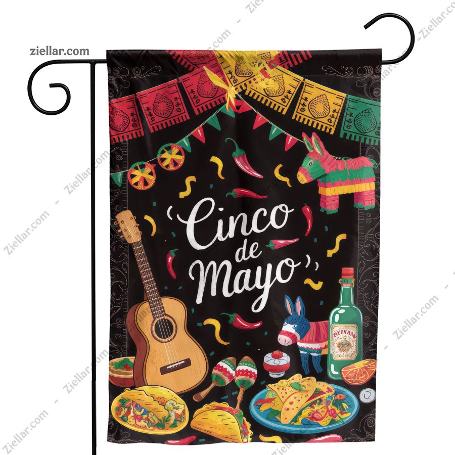 Cinco de Mayo Cactus Food Yard Flag 12x18 Colorful Mexican Party Outdoor Banner