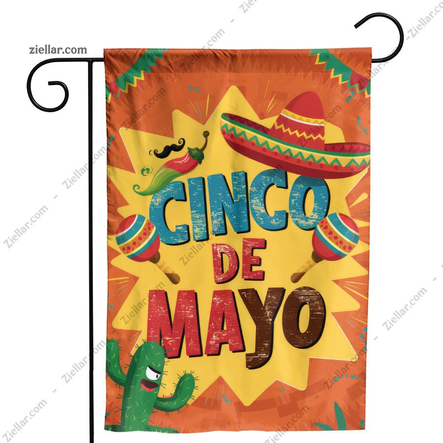 Cinco de Mayo Sombrero Maracas Flag 12x18 Fun Mexican Party Yard Outdoor Decor