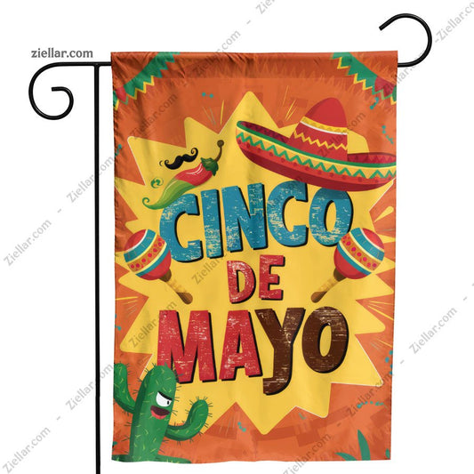Cinco de Mayo Sombrero Maracas Flag 12x18 Fun Mexican Party Yard Outdoor Decor