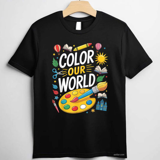 Color Our World Summer Reading 2025 T-Shirt, Art Painting Book Lover Vintage Graphic Tee For Adults