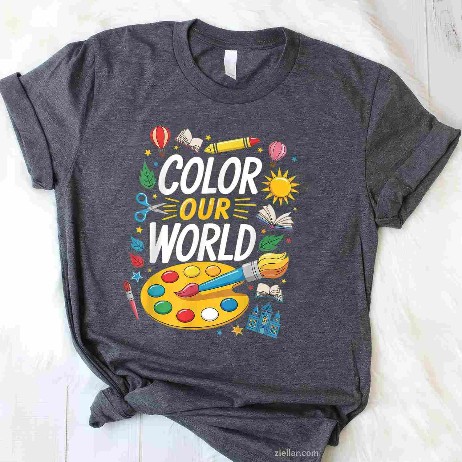 Color Our World Summer Reading 2025 T-Shirt, Art Painting Book Lover Vintage Graphic Tee For Adults
