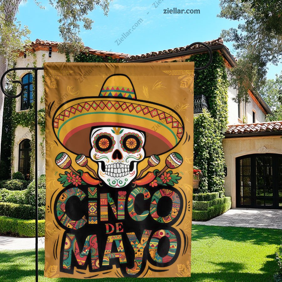 Colorful Cinco de Mayo Sugar Skull Artwork for Fiesta Celebration Decorations