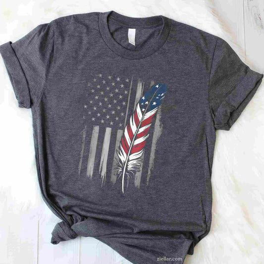 Colorful Feathers American Indian Pride, Native American T-Shirt And Tee For Adults