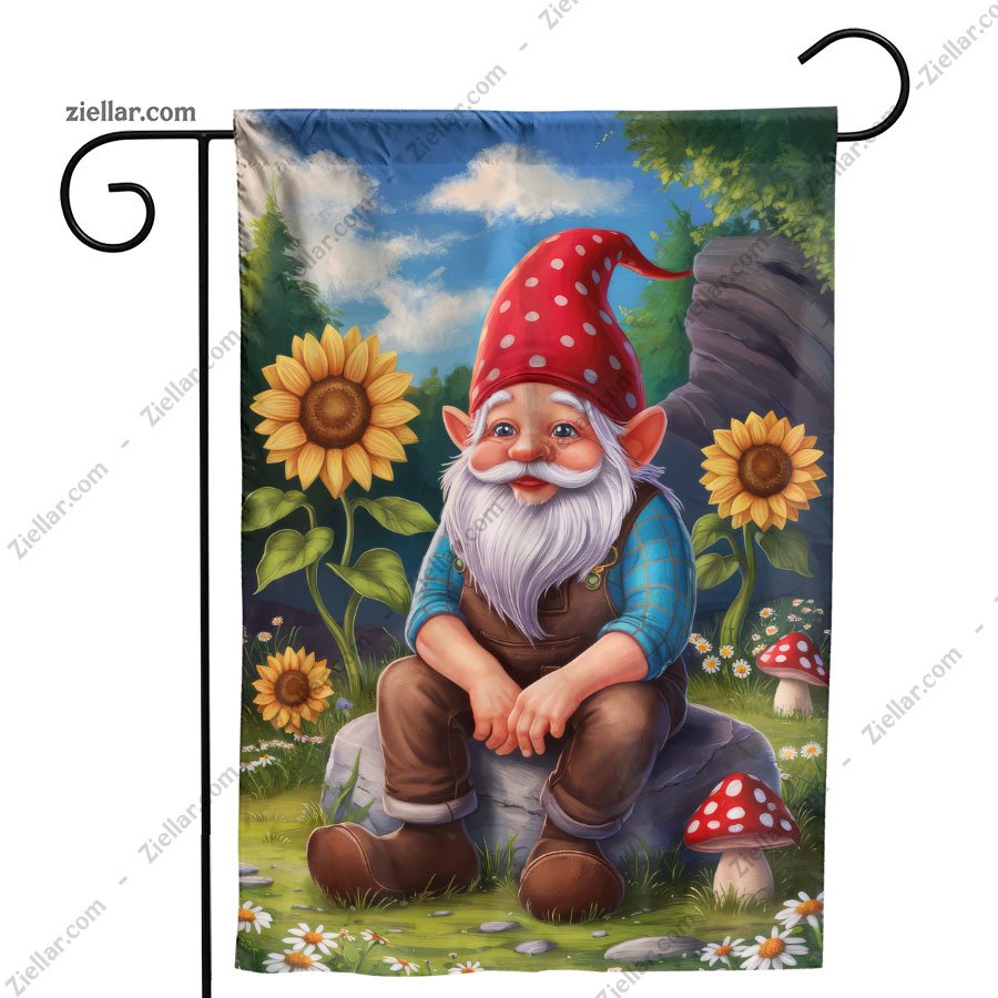 Colorful Gnome Garden Flag 28x40 Summer Floral Outdoor Yard House Decoration