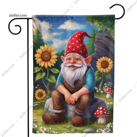 Colorful Gnome Garden Flag 28x40 Summer Floral Outdoor Yard House Decoration