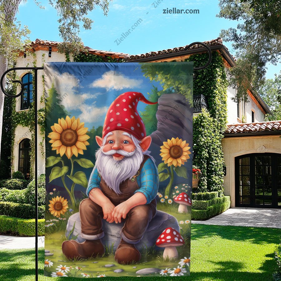 Colorful Gnome Garden Flag 28x40 Summer Floral Outdoor Yard House Decoration