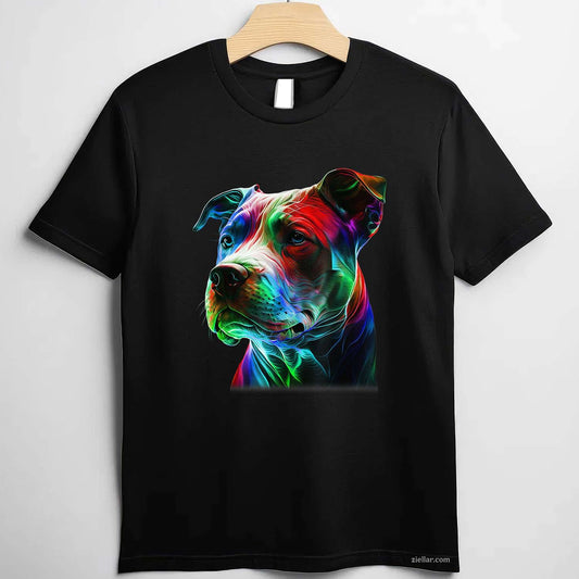 Colorful Pit-Bull Beauty Graphic Art T-Shirt, Pitbull Dog Lover Vintage Graphic Tee For Adults Unisex