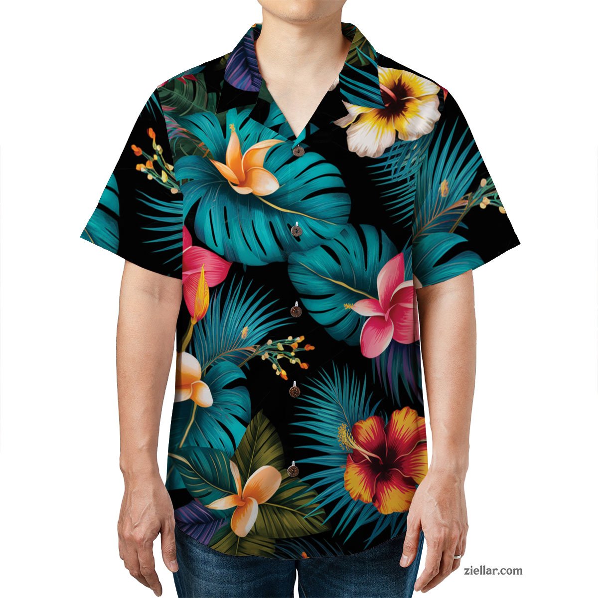 Colorful Paradise Floral Hawaiian Shirt Tee, Casual Summer Tee for Adults