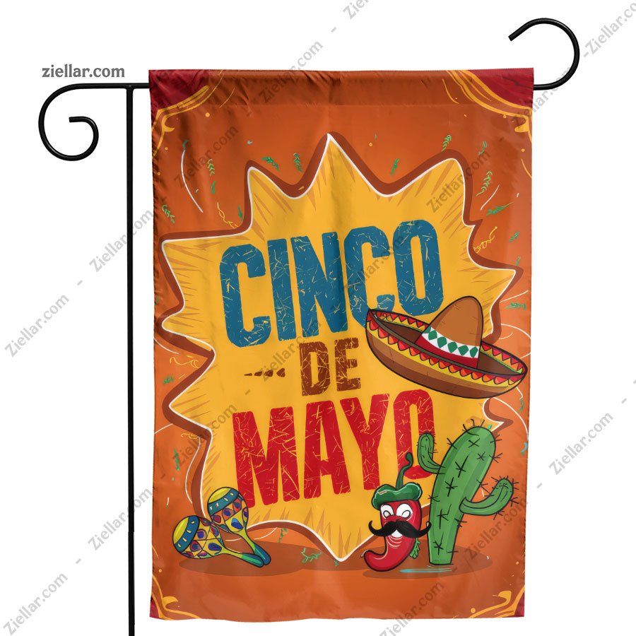 Colorful Sombrero & Maracas Garden Flag 12x18 Festive Cinco de Mayo Yard Decor