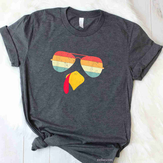 Cool Turkey Face With Sunglasses Funny Thanksgiving For Men T-Shirt and Tee for Adults Men Women Unisex