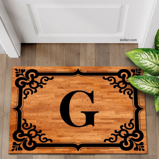 Custom Ornate G Doormat, Unique Decorative Entry Mat for Home or Porch