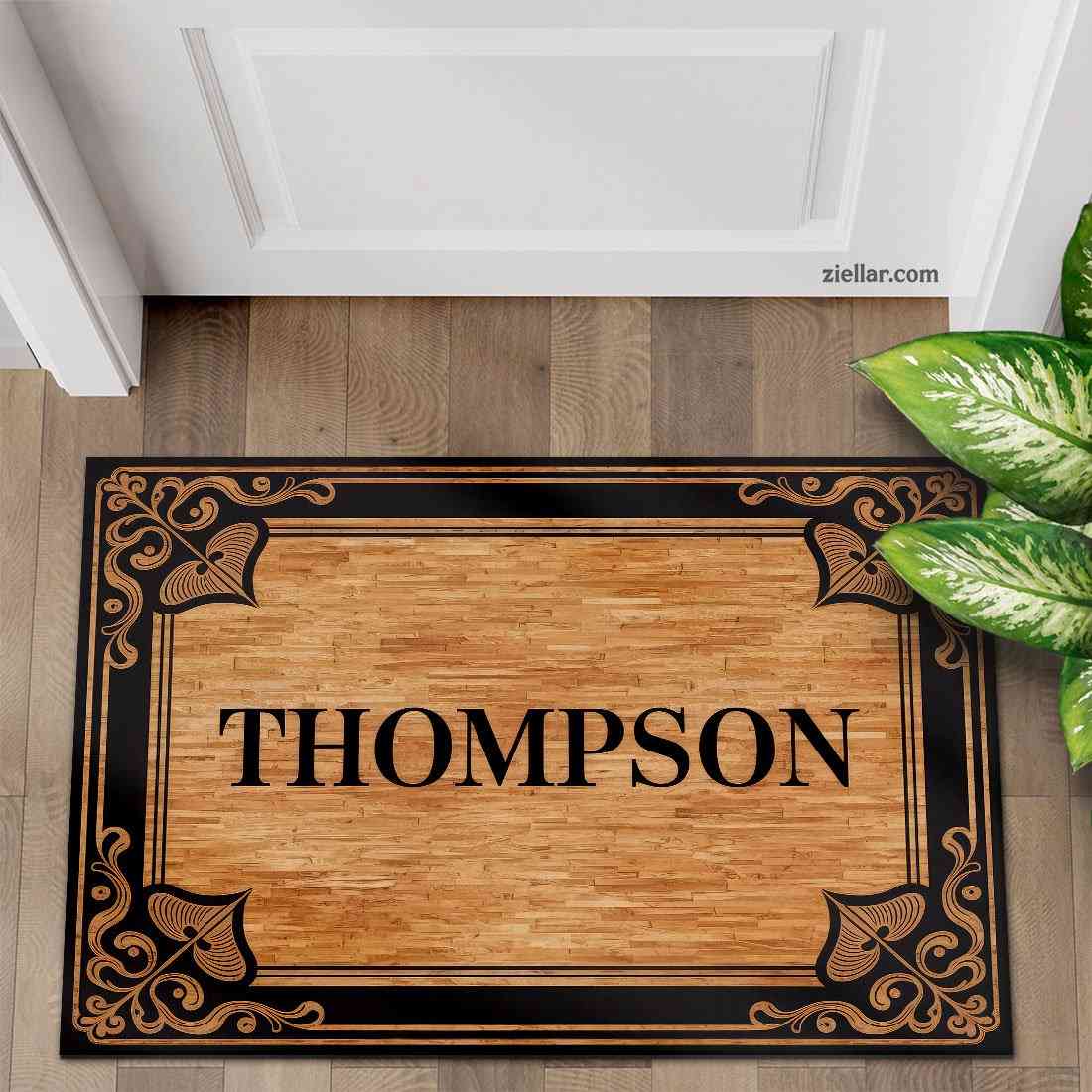 Custom Ornate Letter Doormat - Elegant Vintage Entry Rug with Your Name