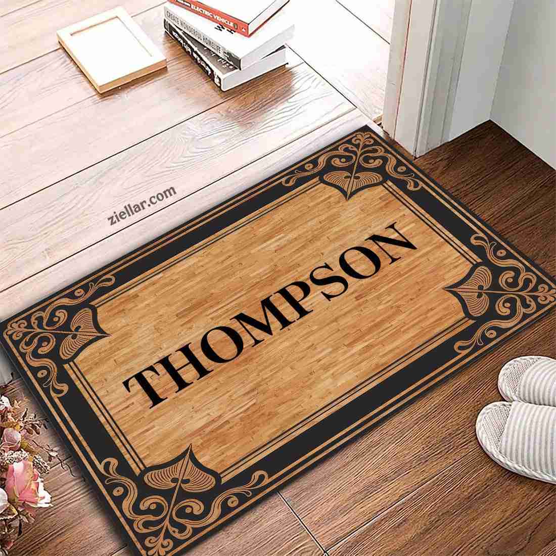 Custom Ornate Letter Doormat - Elegant Vintage Entry Rug with Your Name