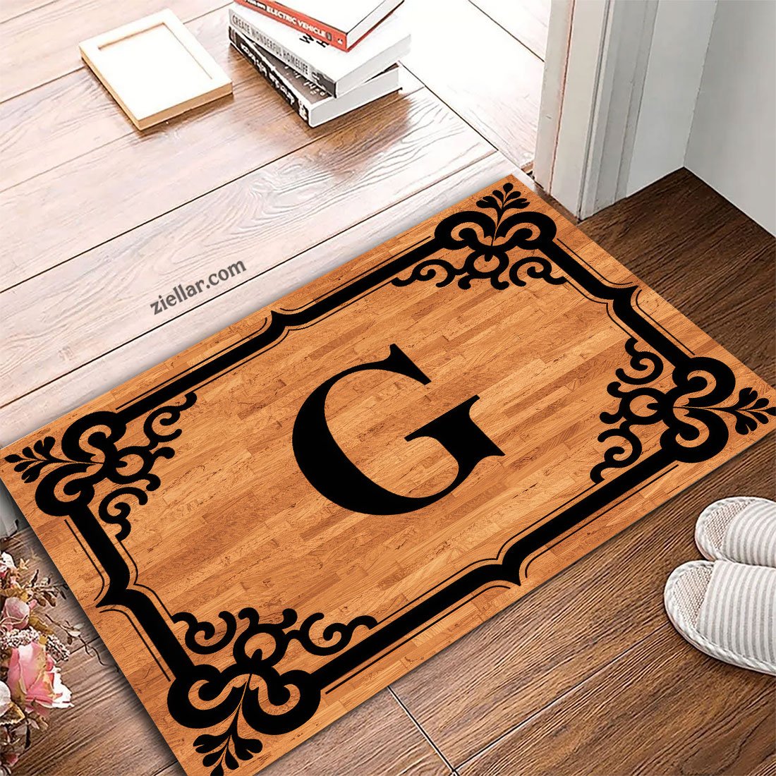 Custom Ornate G Doormat, Unique Decorative Entry Mat for Home or Porch