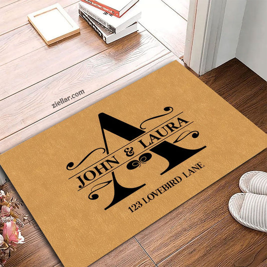 Custom Text Doormat Personalized Initial A Family Rug for Home Entryway