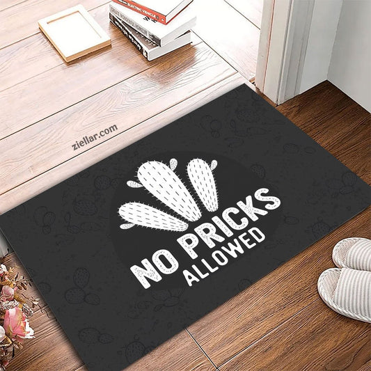 Custom Text Doormat Funny Cactus No Pricks Allowed Rug for Home Entryway