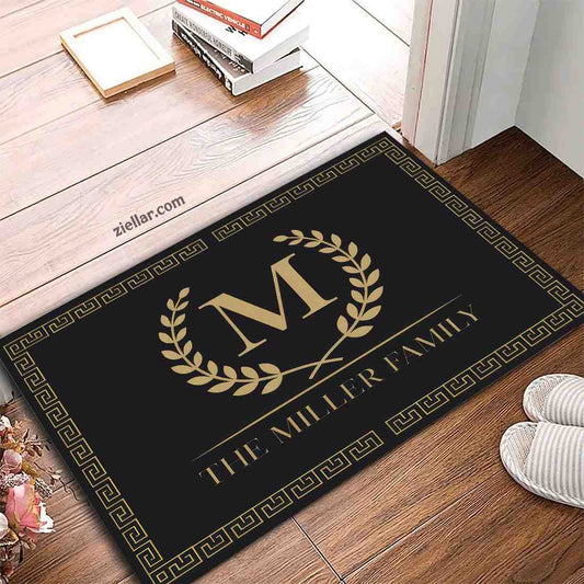Custom Text_Photo Doormat, Elegant Greek with Family Initial Accent