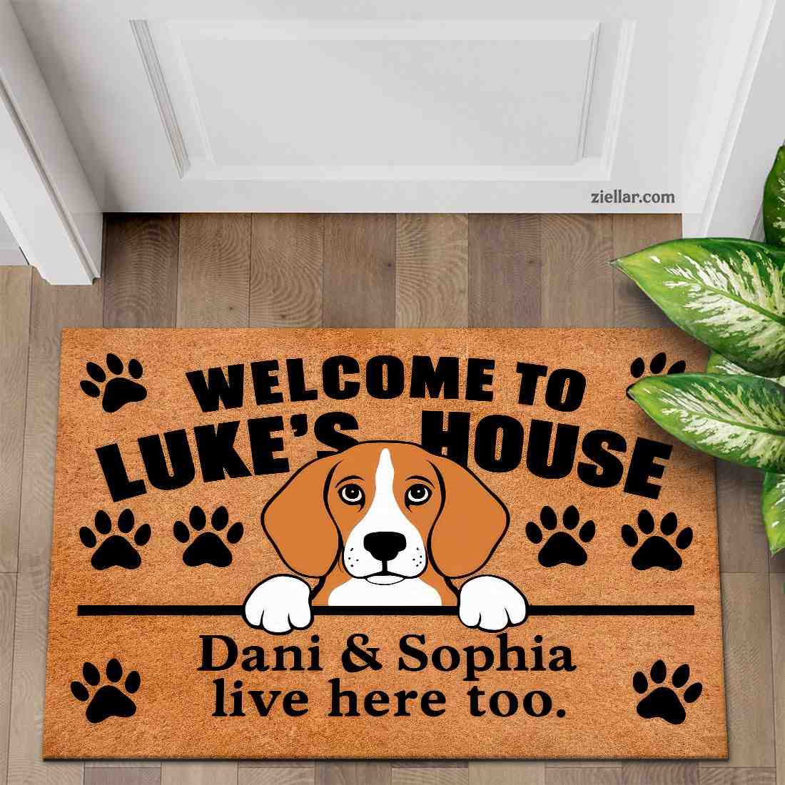 Custom Text_Photo Pet Doormat, Unique Beagle Home Welcome Mat for Entryway