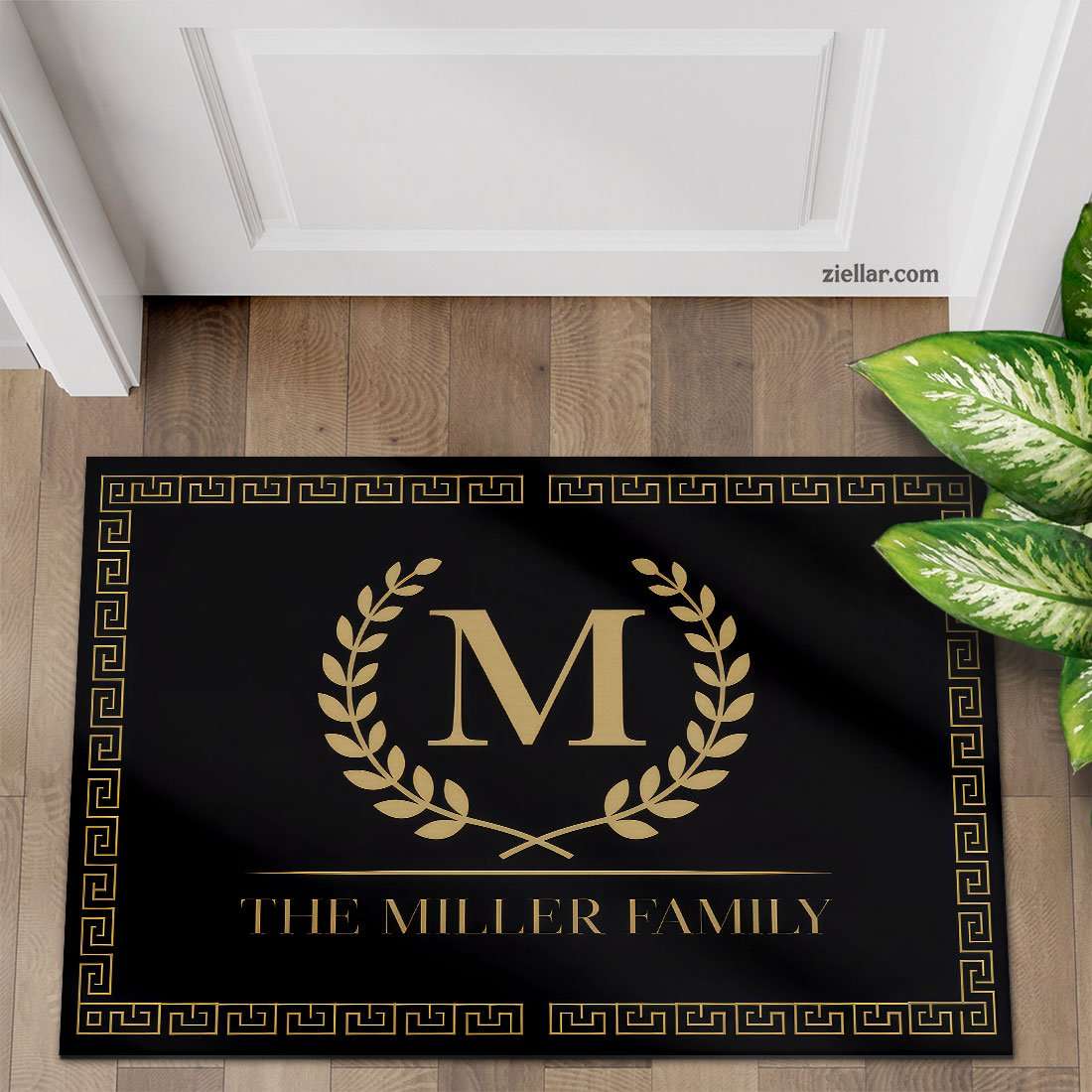 Custom Text_Photo Doormat, Elegant Greek with Family Initial Accent