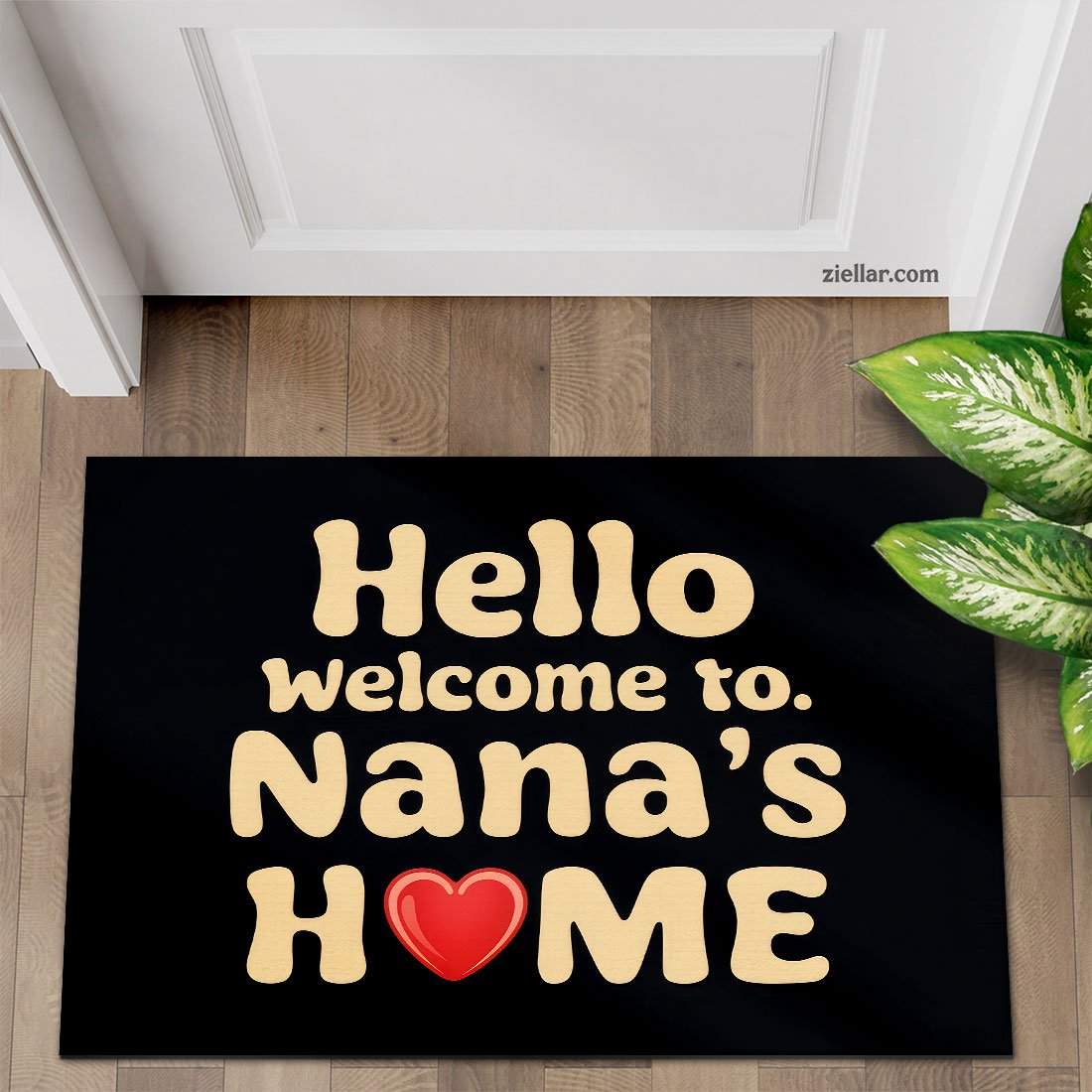 Custom Text_Photo Doormat for Nana, Unique Heart Design on Dark Background