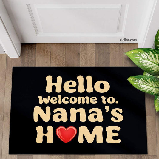 Custom Text_Photo Doormat for Nana, Unique Heart Design on Dark Background