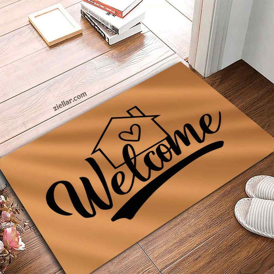 Custom Text_Photo Doormat, Handwritten Font and House Heart Design Accent