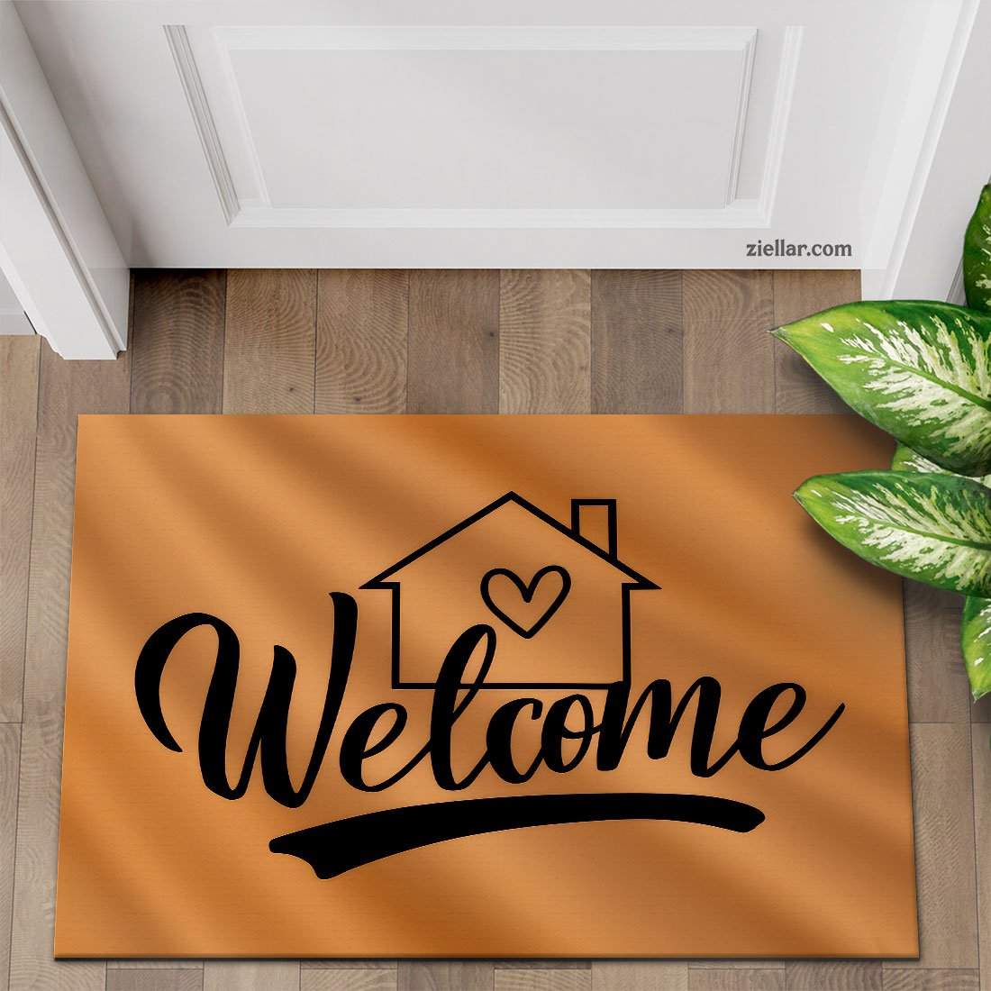 Custom Text_Photo Doormat, Handwritten Font and House Heart Design Accent