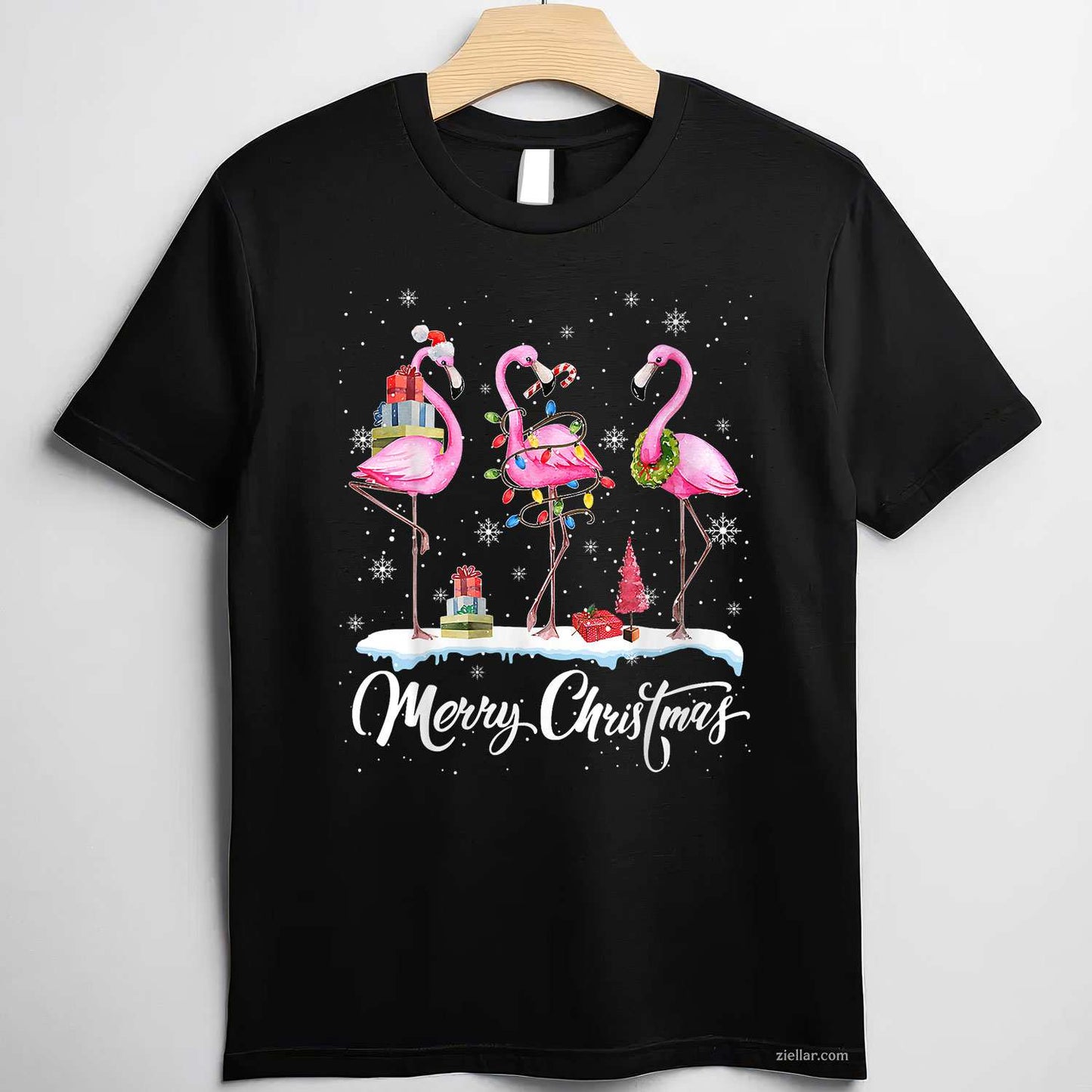 Cute Coquette Bow Pink Christmas Tree Santa Gingerbread Xmas T-Shirt, A Cute Coquette Bow Xmas Tee For Adults