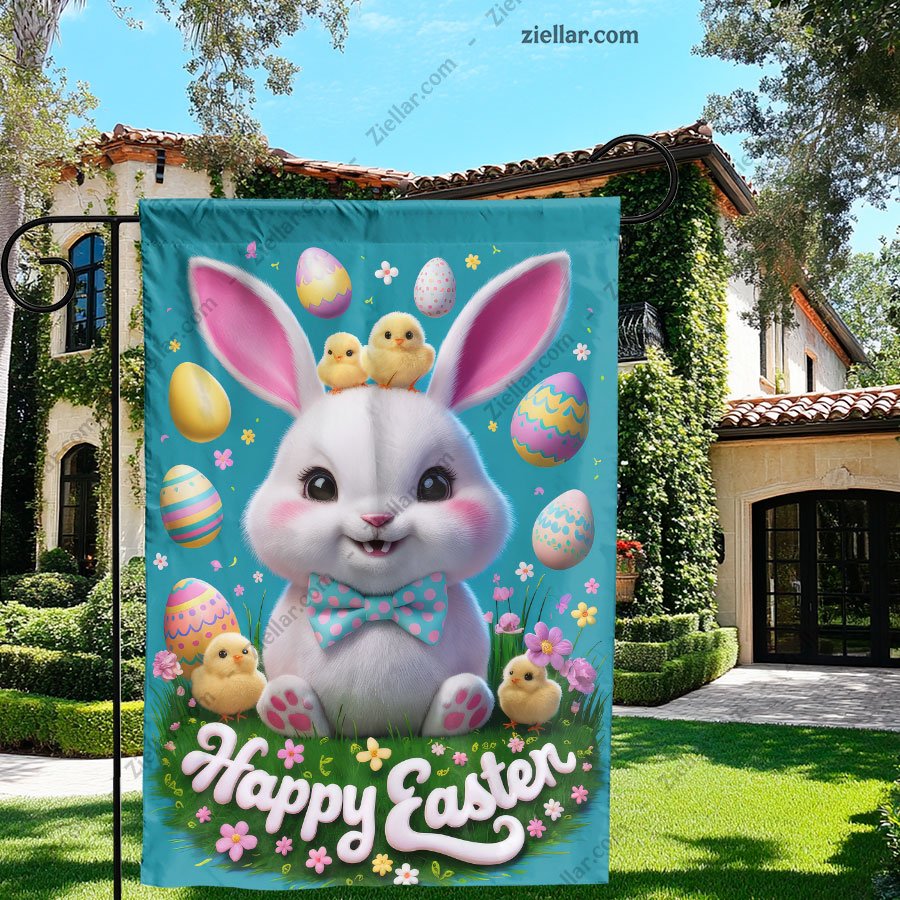 Cute Easter Bunny Illustration Whimsical Spring Art Print Holiday Decoration