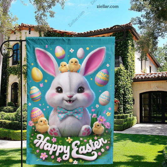 Cute Easter Bunny Illustration Whimsical Spring Art Print Holiday Decoration