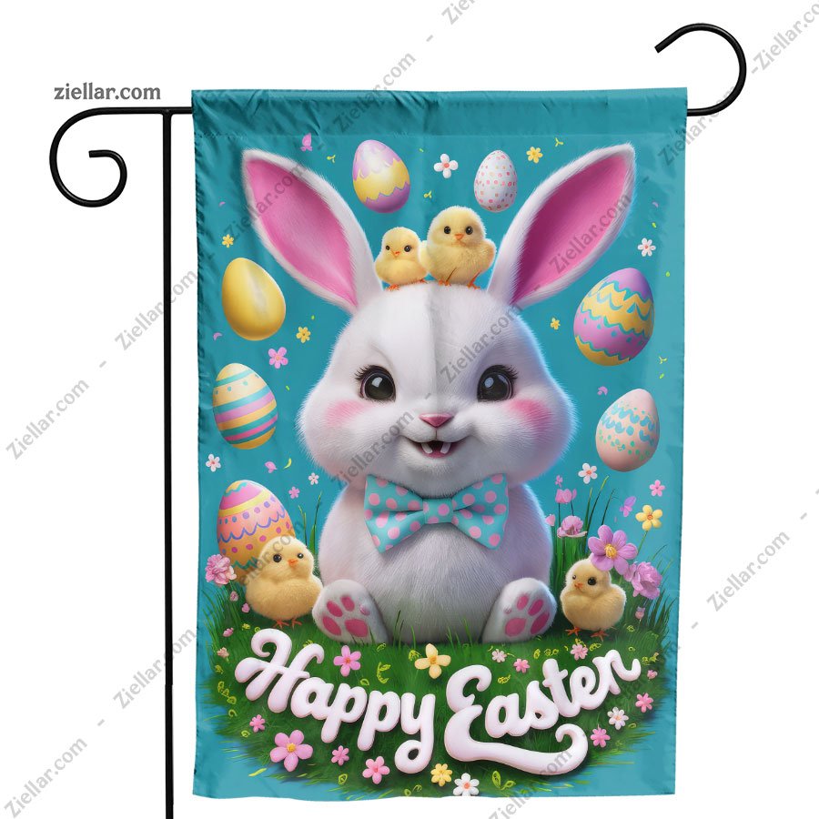 Cute Easter Bunny Illustration Whimsical Spring Art Print Holiday Decoration