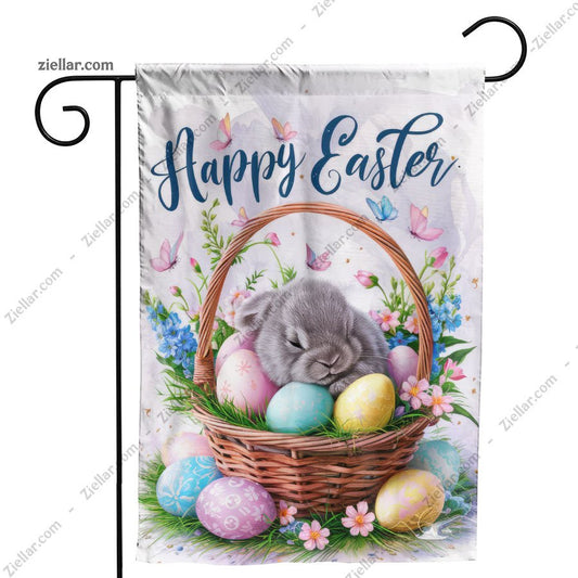 Cute Easter Bunny Sitting in Basket Spring Decoration Festive Home Accent