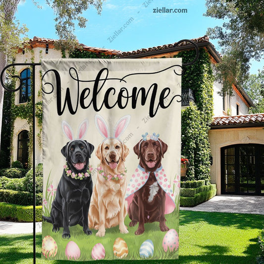 Cute Easter Dogs Garden Flag 12x18 Inch Double Sided, Welcome Yard Sign