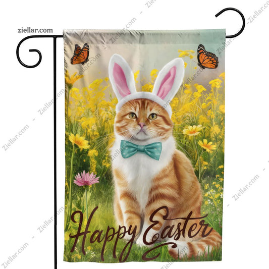 Cute Easter Cat with Bunny Ears Spring Holiday Decoration for Home or Garden