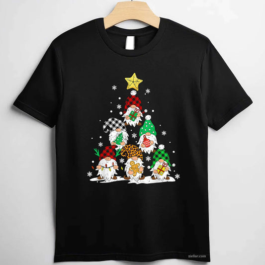 Cute Gnomes Christmas Tree Lights Gnomies Gnome Xmas Holiday T-Shirt, A Gnomes Christmas Tree Lights Holiday Tee