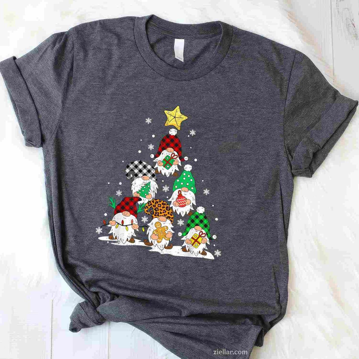 Cute Gnomes Christmas Tree Lights Gnomies Gnome Xmas Holiday T-Shirt, A Gnomes Christmas Tree Lights Holiday Tee
