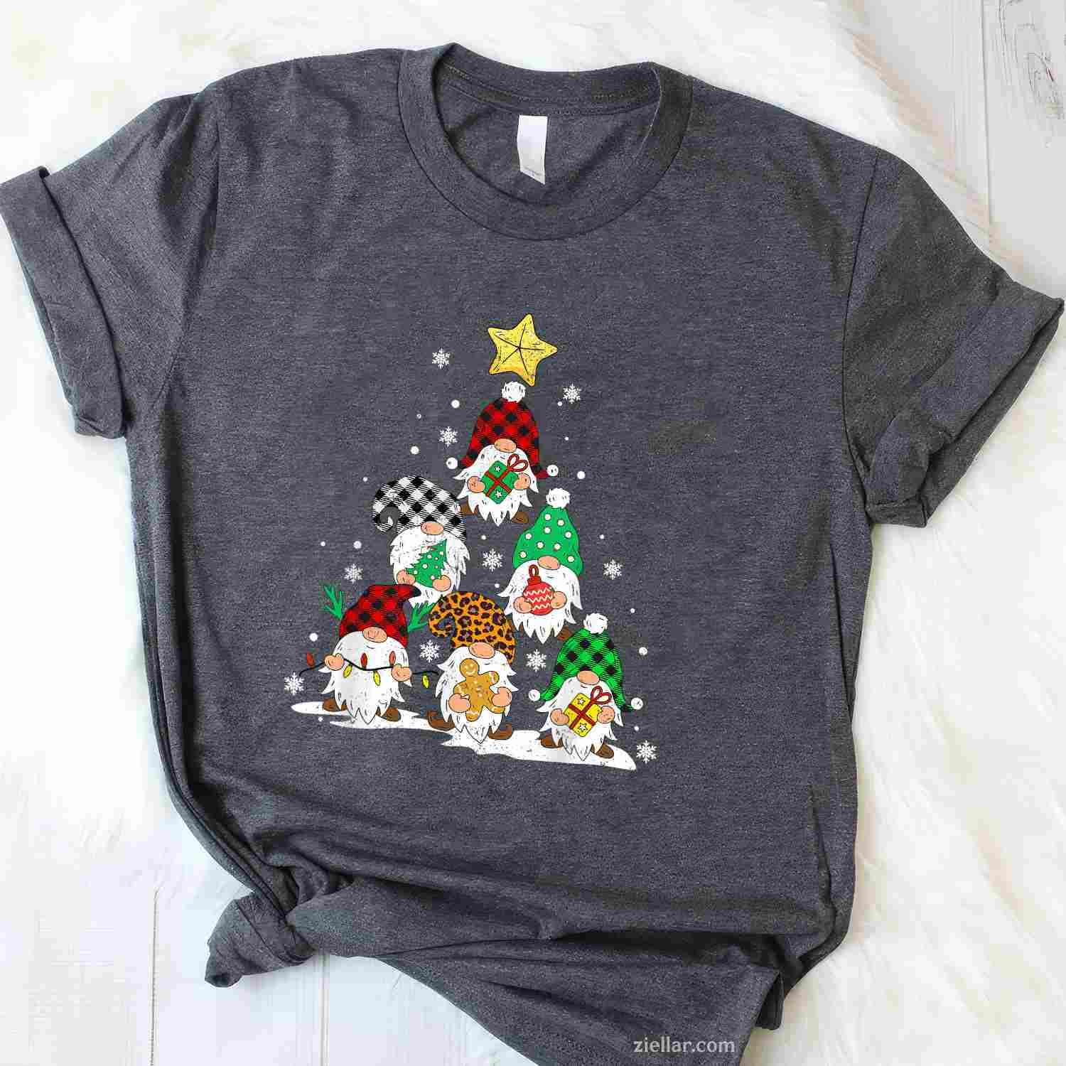 Cute Gnomes Christmas Tree Lights Gnomies Gnome Xmas Holiday T-Shirt, A Gnomes Christmas Tree Lights Holiday Tee