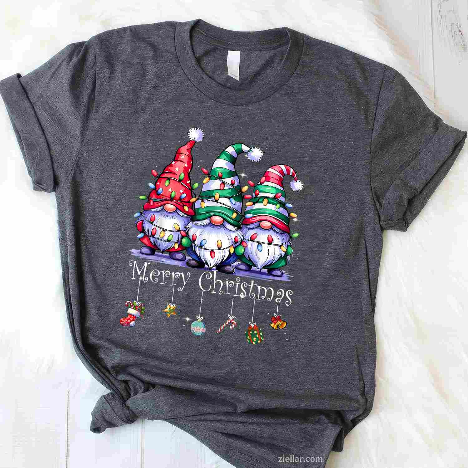 Cute Gnomes Merry Christmas Light Family Gnome Xmas Matching T-Shirt, A Cute Gnome Family Matching Christmas Tee