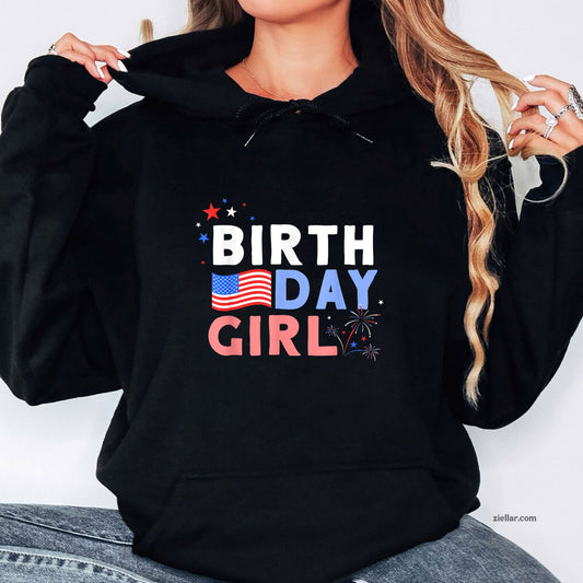 Cute It's My Birthday 4th of July Design For Women Hoodie Shirt, Patriotic USA Independence Day Gift