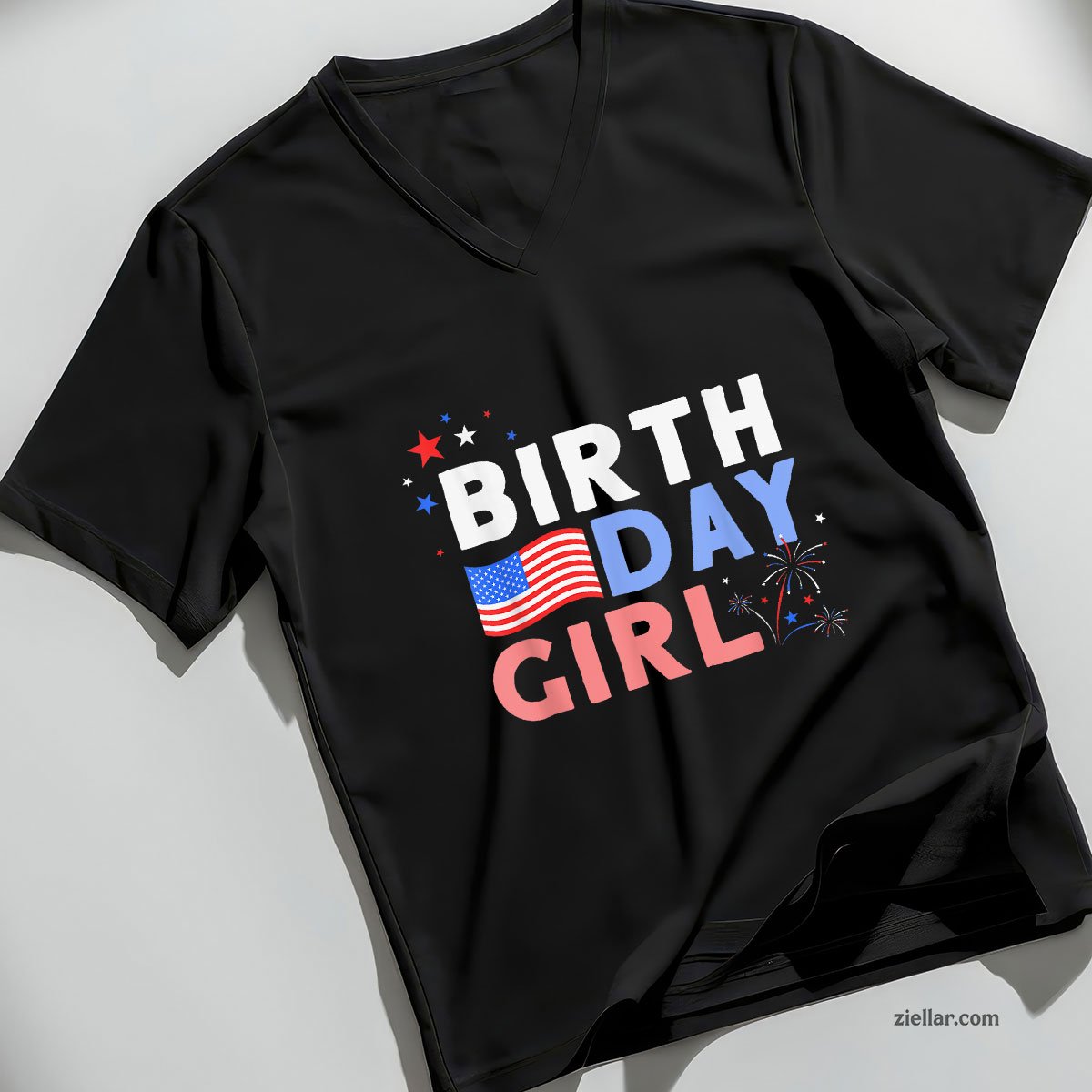 Cute It's My Birthday 4th of July Design For Women V-Neck Shirt, Patriotic USA Independence Day Gift