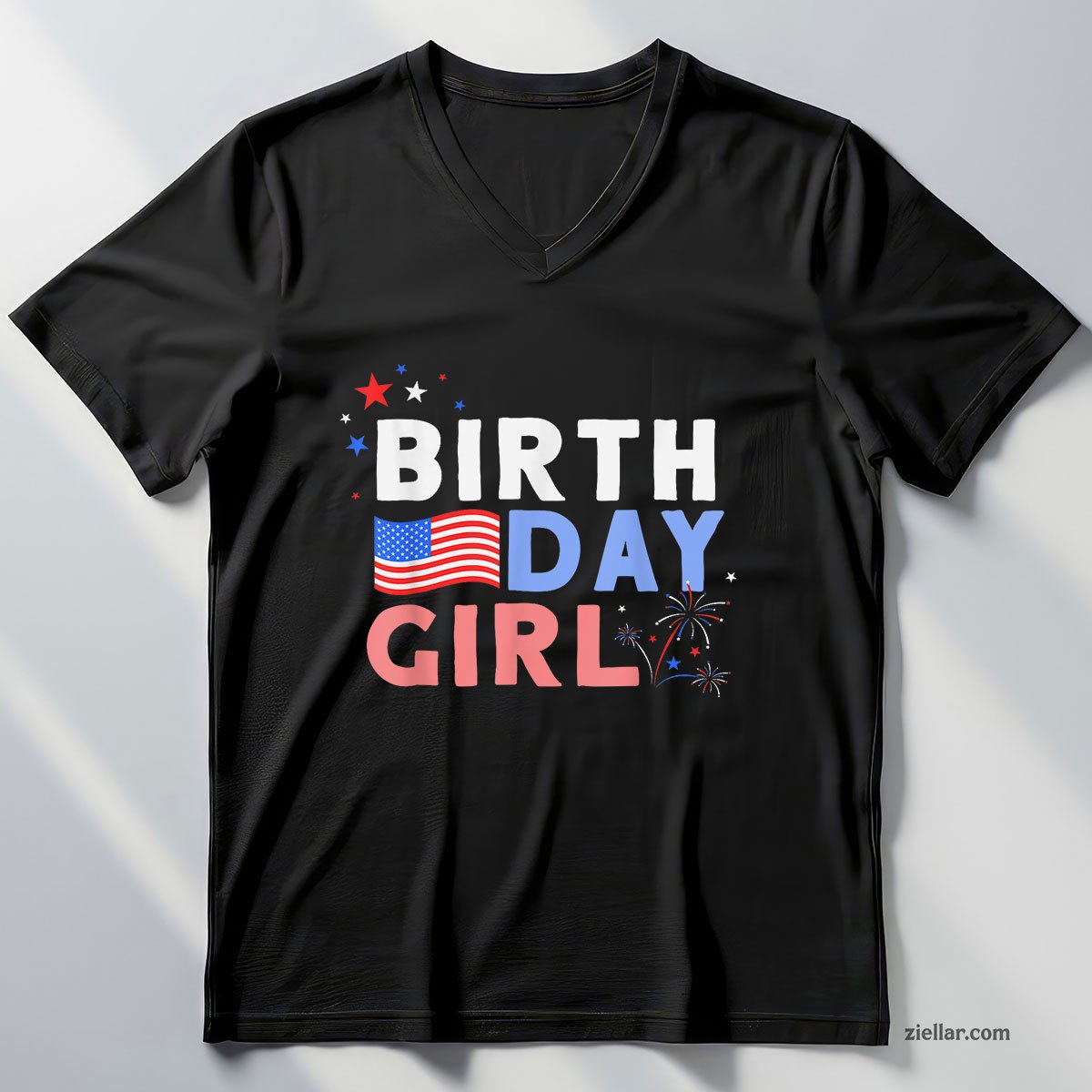 Cute It's My Birthday 4th of July Design For Women V-Neck Shirt, Patriotic USA Independence Day Gift