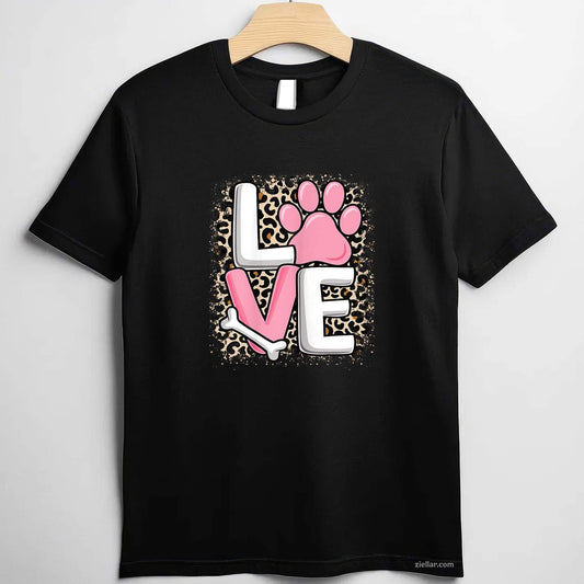Cute Love Dog Paw Dog Puppy Lover T-Shirt, Vintage Graphic Tee For Adults Women Pet Owner
