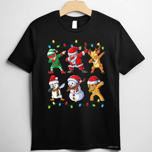 Dabbing Santa and Elf Tee and T-Shirt, Funny Christmas Dab T-Shirt for Men and Women Adults