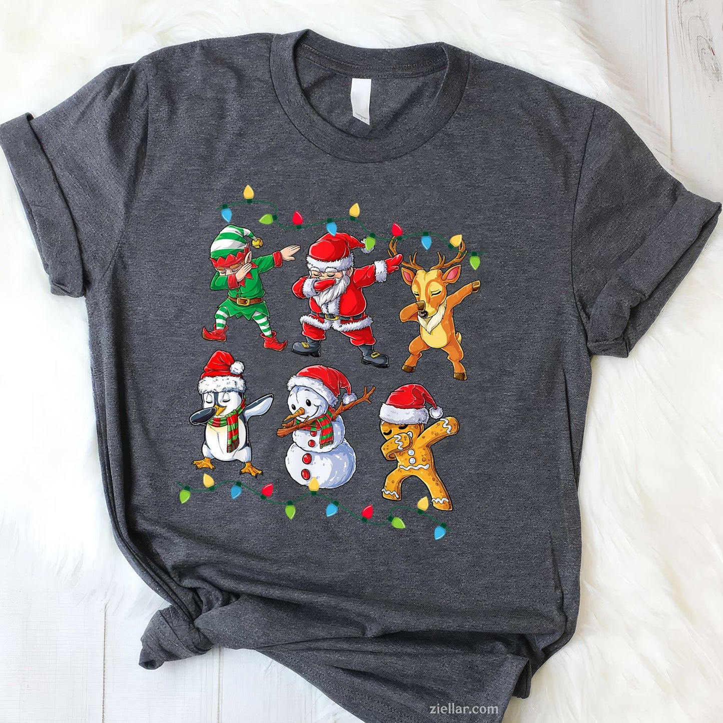 Dabbing Santa and Elf Tee and T-Shirt, Funny Christmas Dab T-Shirt for Men and Women Adults