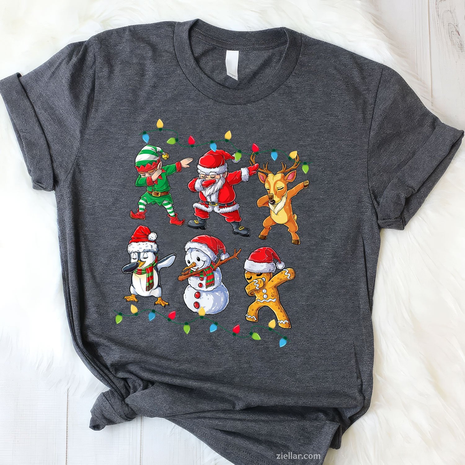 Dabbing Santa and Elf Tee and T-Shirt, Funny Christmas Dab T-Shirt for Men and Women Adults