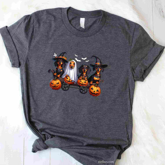 Dachshund Happy Halloweiner Funny Halloween Dogs Lover Tee, Halloween T-Shirt for Men Women Adults Unisex, Classic Fit Unisex Design, Everyday Wear Essential