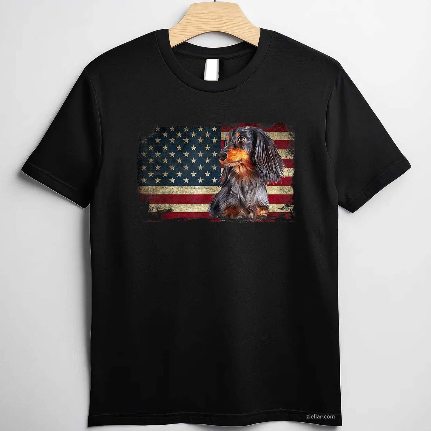Dachshund Usa Flag Patriotic Dog Lovers T-Shirt, 4Th Of July Vintage Graphic Tee For Adults Unisex