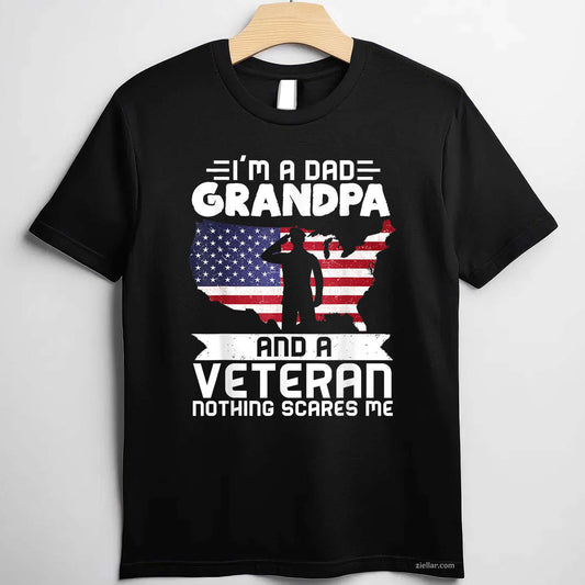 Dad Grandpa Veteran Nothing Scares Patriotic Veterans Day T-Shirt And Tee For Men
