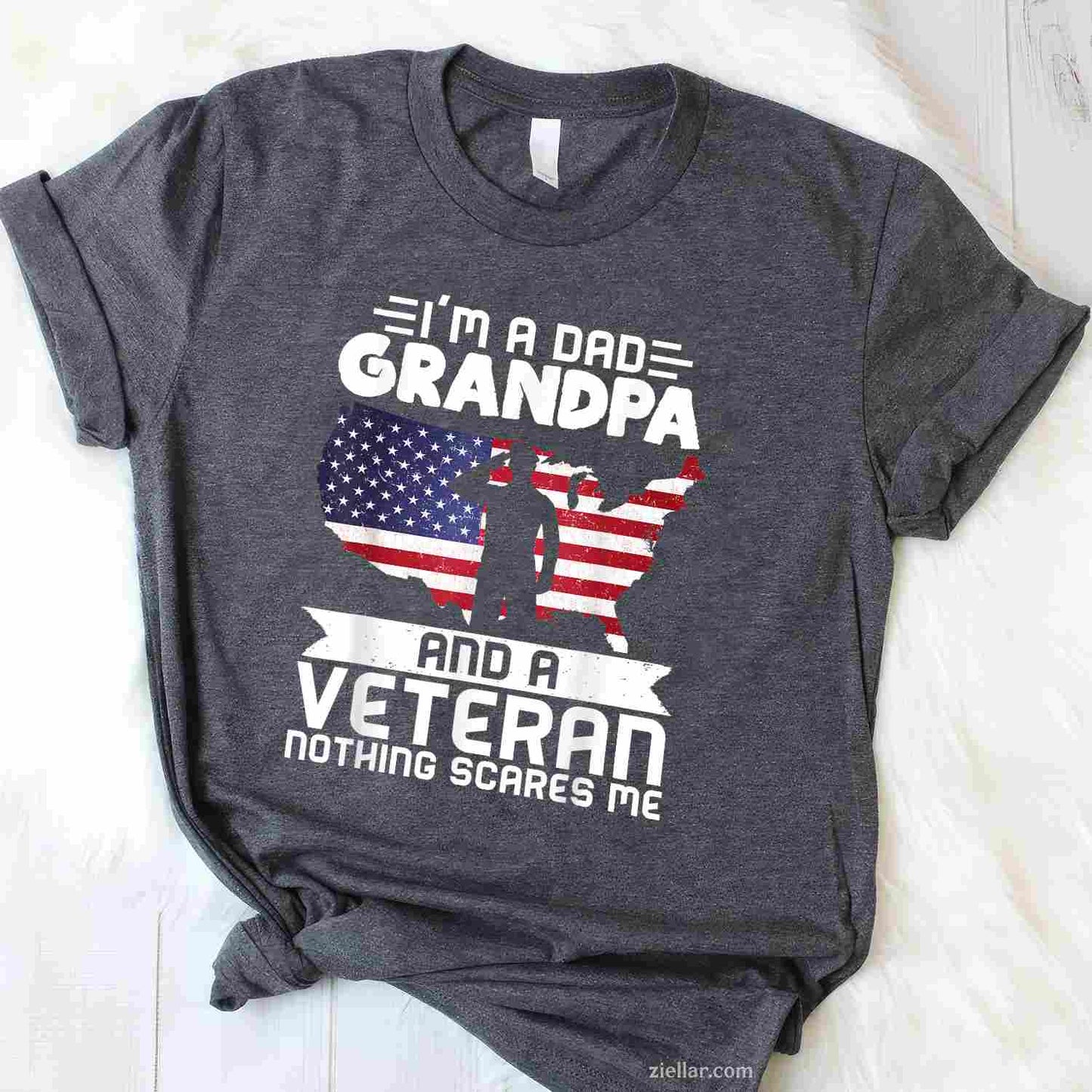 Dad Grandpa Veteran Nothing Scares Patriotic Veterans Day T-Shirt And Tee For Men