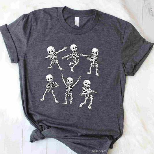 Dancing Skeletons Dance Challenge Halloween Tee, Halloween T-Shirt for Men Women Adults Unisex, Aesthetic Streetwear Top, Soft Cotton Premium Print